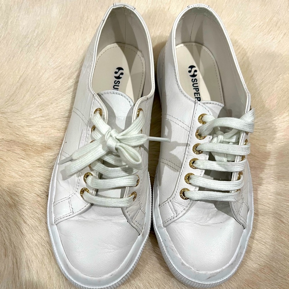 SUPERGA 2750 Cotu Classic Leather Sneakers, size 8